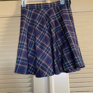 Forever 21 Navy and Red Plaid Skater Skirt